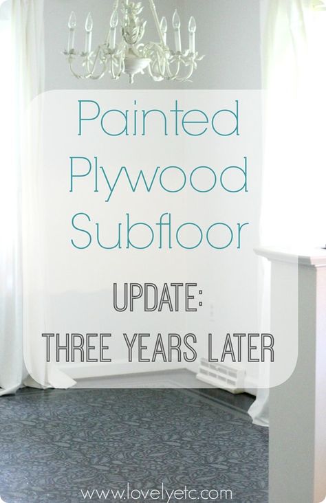 Need an inexpensive flooring solution?  You can't get much cheaper than these gorgeous painted floors.  Come see how they really last after years of use. Painted Plywood Floors, Plywood Subfloor, Inexpensive Flooring, Painted Plywood, Plywood Flooring, Painted Floor, Stenciled Floor, Diy Flooring, Painted Floors