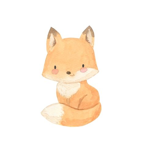 Vector watercolor fox illustration for k... | Premium Vector #Freepik #vector #cute-watercolor #watercolor-fox #watercolor-animals #baby-animals Baby Room Pictures, Cute Forest, Baby Animal Drawings, Art Fox, Fox Painting, Baby Illustration, Fox Illustration, Cute Animal Illustration, Kids Watercolor