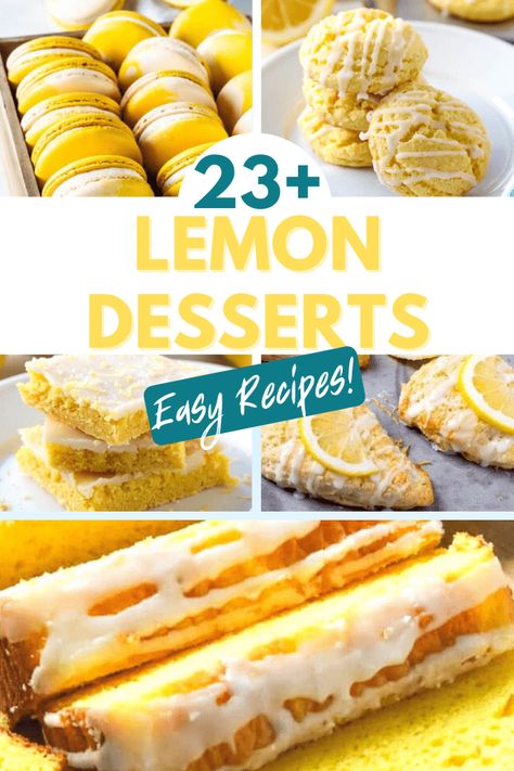 Sometimes sweet, sometimes sour, but always delicious. Impress your family and friends with any of these lemon desserts! Lemon Desserts With Fresh Lemons, Lemon Cream Cheese Pie, Lemon Trifle, Lemon Meringue Cookies, Lemon Desserts Easy, Lemon Cream Cheese Bars, Lemon Crinkle Cookies, Lemon Cream Cheese Frosting, Lemon Scones