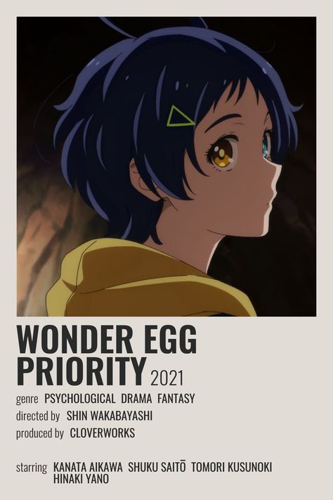 Psychological Anime, Best Family Halloween Costumes, Minimalist Anime, Wonder Egg Priority, Japanese Animated Movies, Anime Suggestions, Film Posters Minimalist, Wonder Egg, Animes To Watch