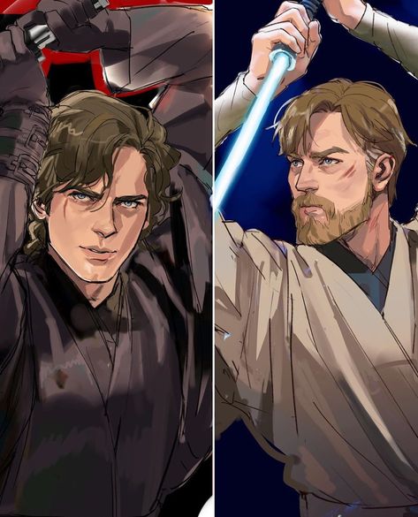 Anakin And Obi Wan, Star Wars Fanart, Anakin Obi Wan, Anakin Vader, Star Wars Obi Wan, Star Wars Anakin, Star Wars Characters Pictures, Star Wars Drawings, Star Wars 2