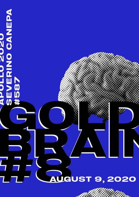 Minimal digital creation in blue, back, and white. I used bold typeface, and the picture of a brain with a halftone applied on. Bold Minimalism Graphic Design 2024, Bold Minimalism Graphic Design, Subway Design, Typography Ads, Halftone Graphic, Poster Reference, Bold Typeface, Bold Minimalism, Halftone Design