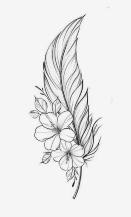 Tattoo Plume, Lilly Flower Tattoo, Atrapasueños Tattoo, Cover Up Tattoos For Women, Feather Drawing, Feather Tattoo Design, Tattoo Outline Drawing, Upper Arm Tattoos, Tatuaje A Color