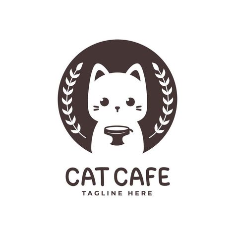 Cute Cat Logo Design, Coffee Logo Design Art, Animal Logo Design Symbols, Dog Cafe Logo, Cafe Logo Design Creative, Cat Logo Ideas, Cat Logo Design Ideas, Cat Cafe Logo, Cute Cat Logo