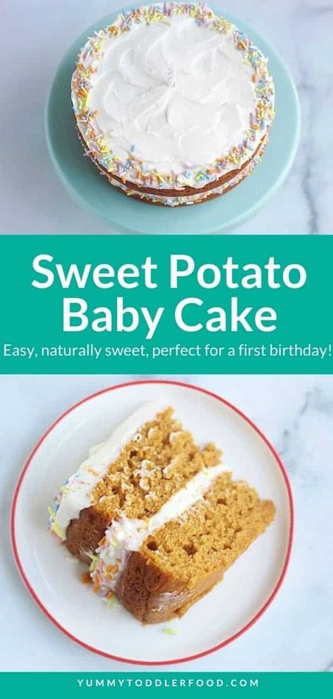 Sweet Potato Cake with Cream Cheese Frosting (A Yummy Baby Cake!) Kids Desserts, Healthy Smash Cake, Smash Cake Recipes, Sweet Potato Cake, Baby Cake Smash, Seasonal Desserts, Yummy Sweet Potatoes, Sweet Potato And Apple, Weaning Recipes