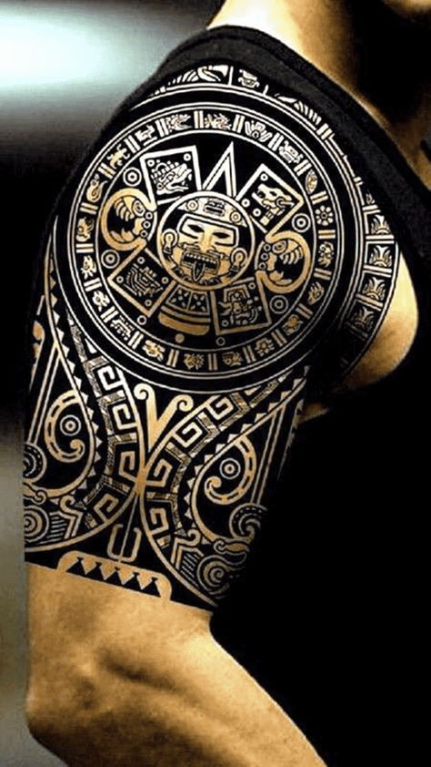 Aztec Tattoo Design Images (Aztec Ink Design Ideas) Maori Leg Tattoo, Maori Tattoo Meanings, Ta Moko Tattoo, Aztec Tattoos Sleeve, Tato Maori, Mayan Tattoos, Aztec Tattoos, Maori Tattoos, Aztec Tattoo Designs