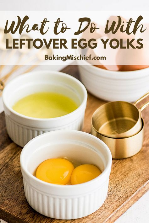 40+ Egg Yolk Recipes to use up leftover egg yolks and instructions for storing egg yolks in the refrigerator. Freezing Egg Whites, Recipe Using Egg Whites, Yolk Recipes, White Recipes, Egg Yolk Recipes, Egg White Recipes, Storing Eggs, Freezing Eggs, Refrigerator And Freezer