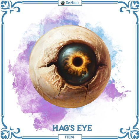 DnD 5e Item Hag's Eye by Me.Mimic Eye Magic, Dnd Hags, Dnd 5e Trinkets, Dnd Trinkets, Magical Items Dnd, Dnd Magic Items Warlock, Dnd Deck Of Many Things, Dnd Items Art, Magical Item