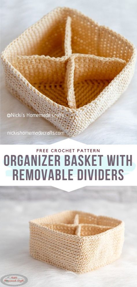 Crochet Organizer Basket with Removable Dividers Crochet Hook Roll, Crochet Project Free, Crochet Organizer, Crochet Storage Baskets, Crochet Basket Pattern Free, Crochet Storage, Basket Pattern, Crochet Basket Pattern, Beginner Crochet Projects