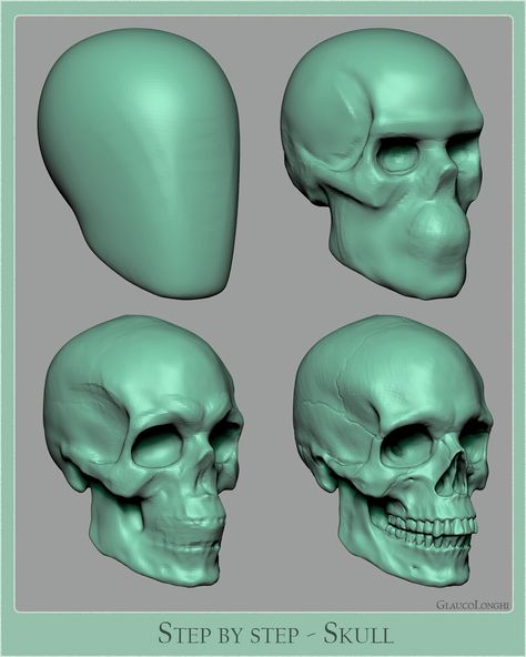 Anatomy Simplified Part 1, Glauco Longhi on ArtStation at https://www.artstation.com/artwork/L2GVyl Anatomy Simplified, Zbrush Anatomy, Anatomy Studies, Skull Anatomy, Head Anatomy, Skull Reference, Facial Anatomy, Zbrush Character, Face Anatomy