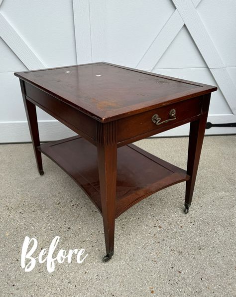 Elegant End Tables Living Room, Coffee Table And End Tables Makeover, Repurposed End Tables Diy, Restored End Table, 70s End Table Makeover, End Table Redo Ideas, Mersman End Table Redo, End Tables Refinished, Mid Century Modern End Table Makeover