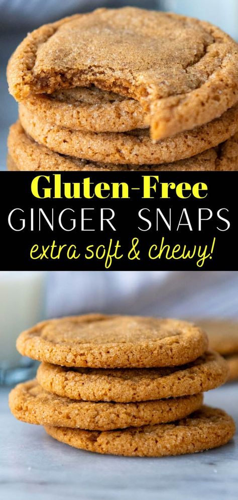 Enjoy an old fashioned classic again with the best gluten-free ginger snaps recipe! These well-tested cookies use simple gluten-free baking tricks to guarantee a thick, chewy, soft batch bake every time. No longer will you be disappointed by cookies that spread too much or a gritty texture after you learn the easy method to make GF gingersnaps look and taste just like the classic dessert you grew up on! Gf Ginger Snaps, Ginger Snaps Recipe Desserts, Gluten Free Gingersnap Cookies, Flourless Gluten Free Cookies, Decadent Gluten Free Desserts, Gluten Free Gingersnaps, Gf Gingersnap Cookies, How To Make Ginger Snap Cookies, Gluten Free Old Fashioned Donut Recipe