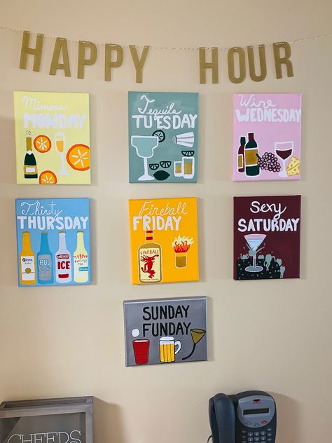 college apartment decor DIY!!! Canvas Painting Ideas For College Apartments, College Party House Decor, Signs For College Apartment, Canvas Apartment Decor, College Drinking Decor, Painting College Apartment, College Diy Painting, College House Painting Ideas, College Apartment Simple