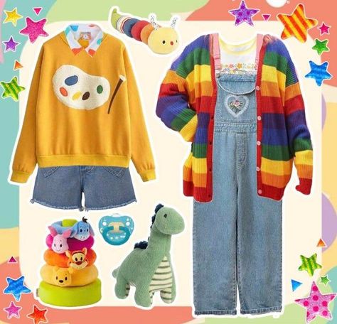 Clowncore Outfit, Kid Core Outfits, Kidcore Clothes, Kidcore Outfit, Kidcore Fashion, Core Outfits, Silly Clothes, Funky Outfits, Zooey Deschanel