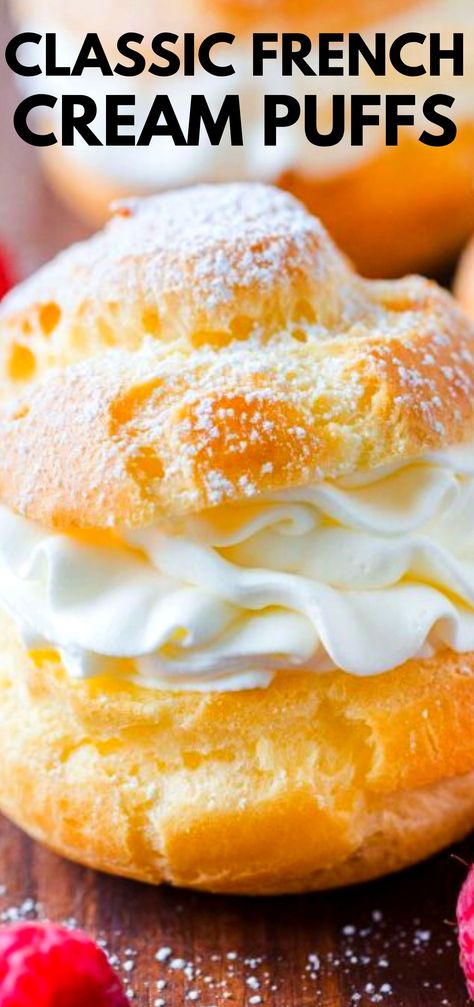 Puff Cake Recipe, Cream Puffs Recipe Easy, Cream Puff Cake, Homemade Cream Puffs, Puff Cake, Puff Dessert, Pastries Recipes Dessert, Carlos Bakery, Classic French Desserts