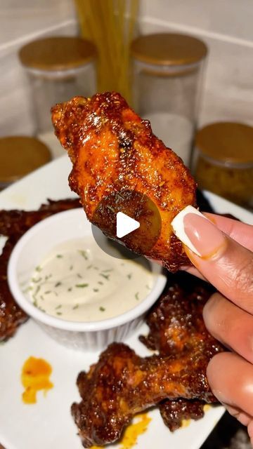 Jateriya Dashai’ on Instagram: "I made these Hot honey dry rub wings in the air fryer ! Soo good! Wingstop copycat 😮‍💨 

Ingredients 
Chicken wings 
Olive oil 
Mustard 
Onion powder 
Garlic powder 
Tony’s 
Smoked paprika 
Ancho chili powder 
Baking powder 
Honey 
Butter 
•
Dry Rub 
Ancho Chile 
Chili powder
Cayenne 
Smoked paprika 
Blackened Seasoning 
Brown sugar 
Pinch of salt 

•

#airfried #chickenwings #hothoney #trending #delicious #cooking #chickenrecipes" Party Wings In Air Fryer, Air Fry Hot Wings, Spicy Sticky Chicken Wings, Hot Honey Rub Wingstop Recipe, Chicken Wings In Air Fryer Recipe, Hot Honey Wings Recipes, Wingstop Wings Recipe Copycat, Hot Honey Dry Rub, Hot Wings In Air Fryer