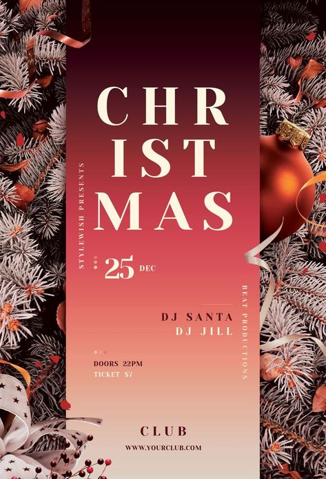 Download the Flyer Template at Graphicriver. The Photoshop file is fully editable in a few clicks. Nye Flyer Design, Flyer Design Christmas, Christmas Offers Poster, Christmas Flyer Design Ideas, Christmas Event Poster Design, Poster Christmas Design, Christmas Brochure Design, Christmas Party Invitations Ideas, Christmas Party Poster Design