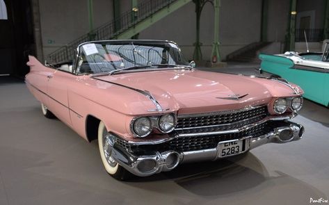 Pink Cadillac Vintage, 1959 Pink Cadillac, Pink Convertible, Cadillac Series 62, 1959 Cadillac, Old Vintage Cars, Auto Retro, Pink Cadillac, Lowrider Cars