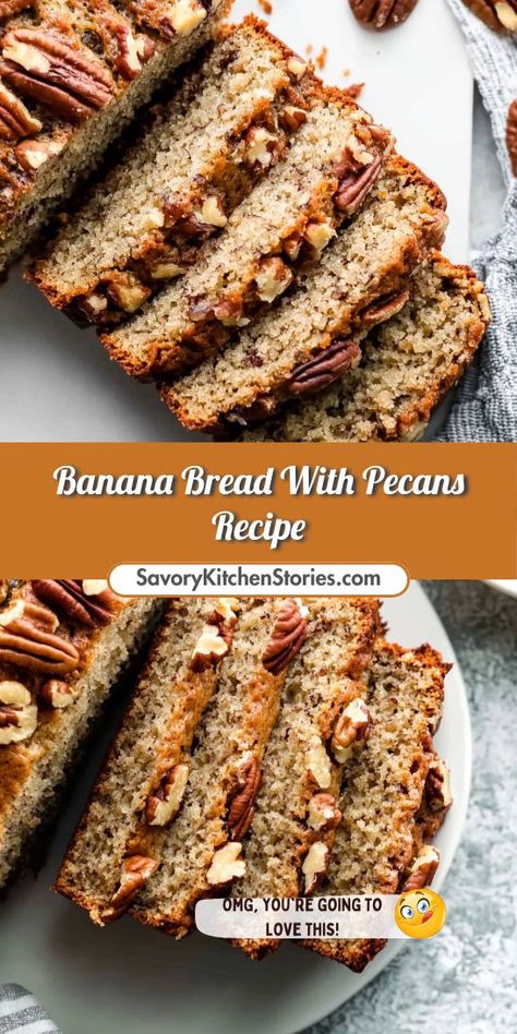 Craving a delicious twist on classic banana bread? This Banana Bread With Pecans Recipe combines rich flavors and a delightful crunch! Learn how to whip up this moist treat that’s perfect for breakfast or dessert. Don’t forget to save it for your next baking adventure! Banana Bread With Pecans, Banana Pecan Bread Recipe, Recipe With Pecans, Pecan Banana Bread, Banana Pecan Bread, Pecan Bread, Banana Cream Pie Recipe, Classic Banana Bread, Baked Dessert