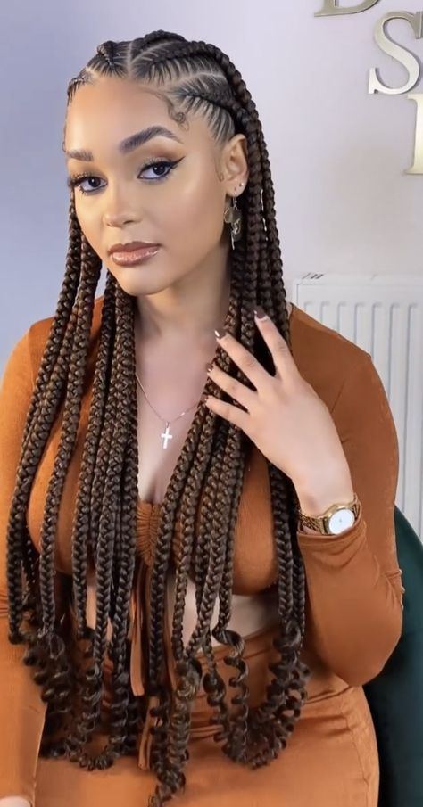 Fashion Braids Hairstyles, Braided Hairstyles Individuals, Extention Braids Hairstyle, Five Braids Hairstyle, Braided Natural Hairstyles Black Women, Braids Ideas For Long Hair, Braids Going Back For Black Women, Protective Hairstyles Braids Ideas, Passion Braids For Black Women