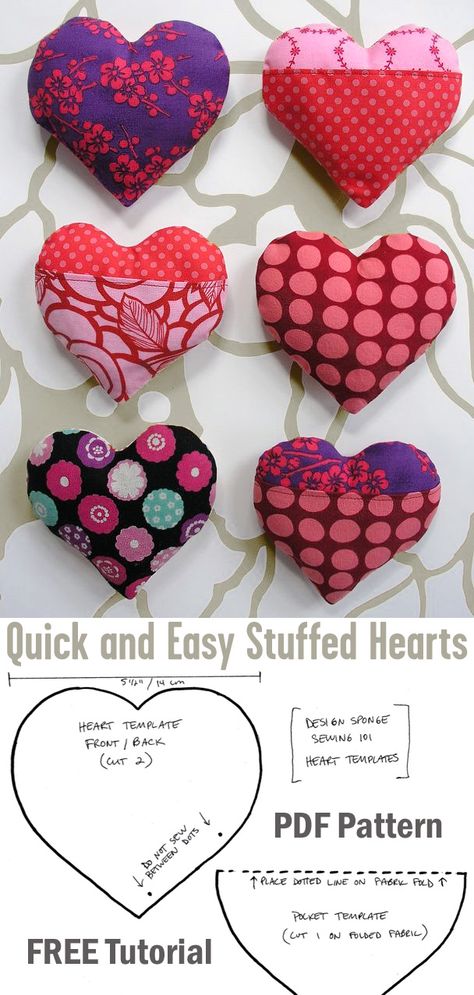 Quick and Easy Stuffed Hearts Tutorial Best Friend Sewing Gifts, Valentines Day Sewing Projects Simple, Sew Valentines Gifts, Valentine Sewing Projects For Kids, Valentine’s Day Sewing Crafts, Sewing Projects For Valentines Day, Tiny Pillows Diy, Valentine Sewing Gifts, Hand Sewn Hearts