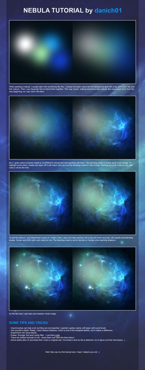 Nebula tutorial by danich01 Digital Art Tips, Digital Art Tutorials, Art Help, Hur Man Målar, Digital Painting Tutorials, Poses References, Art Things, Art Refs, Drawing Stuff