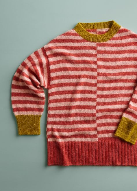 Purl Bee, Striped Knitted Sweater, Purl Soho, Yarn Inspiration, Rose Sweater, Yellow Sweater, Stockinette Stitch, Beautiful Knitting, Sweater Knitting Patterns