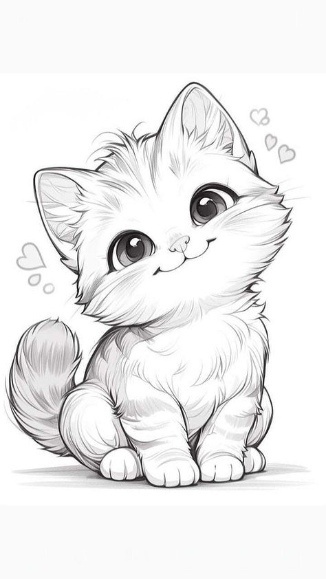 [ save & follow ] - (◍•ᴗ•◍) Minimalist Background, Kitten Drawing, Baby Animal Drawings, Kids Printables, Boho Art Drawings, Easy Love Drawings, Cat Sketch, Cool Pencil Drawings, Easy Drawings Sketches