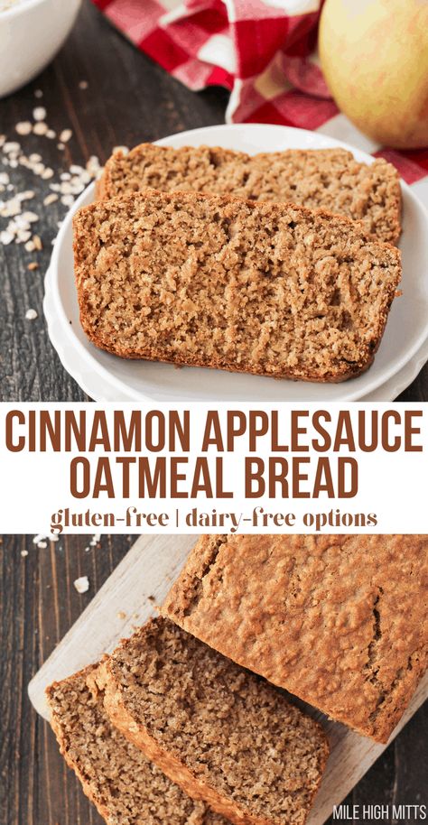 Dairy Free Apple Cinnamon Bread, Gluten Free Quick Oats Recipes, Simple Gluten Free Baking, Applesauce Bread Healthy, Almond Flour Applesauce Bread, Apple Recipe Gluten Free, Gf Quick Bread Recipes, Gluten Free Apple Cinnamon Bread, Vegan Quick Bread Recipes