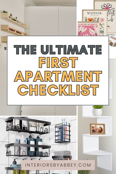 The Ultimate First Apartment Checklist Moving Into First Apartment, Couples First Apartment, College Apartment Checklist, Apartment Essentials Checklist, New Apartment Checklist, Apartment Hacks Organizing, Affordable Apartment Decor, First Apartment Tips, Apartment Must Haves