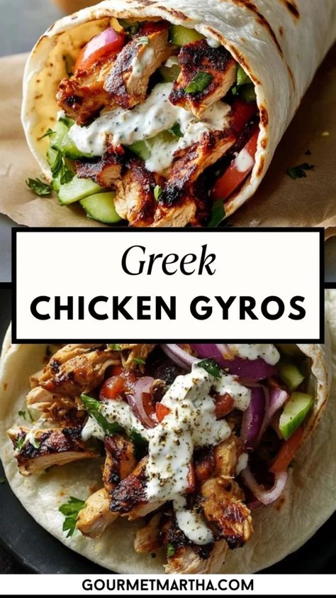 Greek Chicken Pitas Recipes, Greek Pita Bread Ideas, Greek Pitas Recipe, Easy Greek Meals, Chicken And Pita Bread Recipes, Greek Wraps Chicken, Greek Easy Recipes, Greek Chicken Pita Recipes, Gyro Recipe Tzatziki