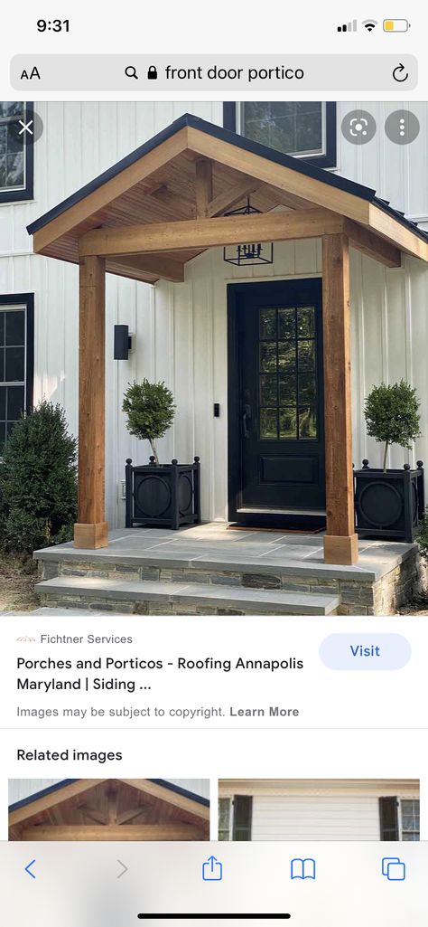 Gable Entry Front Porches, Adding Covered Front Porch, Front Entrance Gable Roof, Cover Over Door Entrance, Front Porch Pitched Roof, Small Gable Front Porch, A Frame Front Porch Ideas, Bilevel Front Porch Ideas, Adding Roof Over Front Door