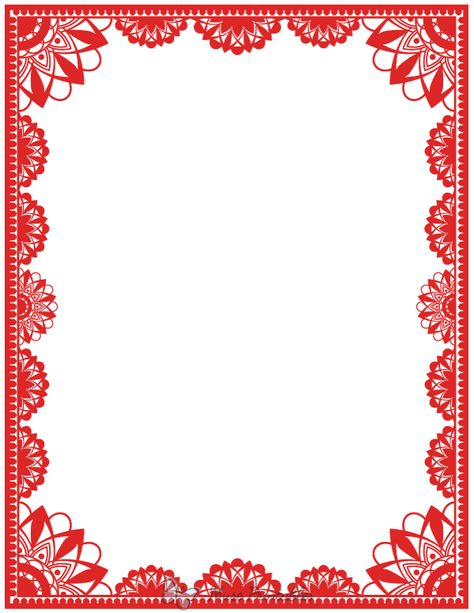 Printable Red Mandala Page Border Mandala Art For Borders, Mandala Border, Mandala Borders Design, Mandala Border Design Simple, Mandala Art Border Design For Project, Mandala Frame Border, Page Boarders, Red Pages, Red Indian