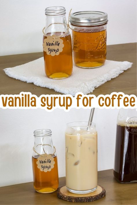 Copycat Starbucks Vanilla Syrup, How To Make Vanilla Syrup, Homemade Vanilla Syrup For Coffee, Diy Vanilla Syrup, Starbucks Vanilla Syrup Recipe, Vanilla Simple Syrup Recipe, Syrup Recipe Homemade, Starbucks Syrup, Vanilla Syrup Recipe