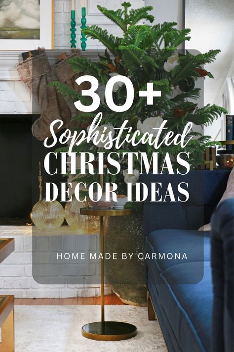 Create a luxe holiday home with these 30 sophisticated Christmas decorating ideas to deck your halls! | Home Made by Carmona #Christmas #decor #holiday #luxe #decorating #holidaydecoratingideas Winter Decorating Ideas, Elegant Christmas Decor, Winter Decorating, Christmas Decorating Ideas, Winter Decorations Diy, Christmas Fireplace Decor, Christmas Tours, Adult Coloring Designs, Winter Home