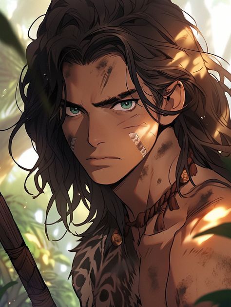 Tarzan Character Design, Tarzan Anime, Character Headshots, Tarzan Characters, Anime Jungle, Jungle Drawing, Anime Summer, Jungle Art, Anime Guy