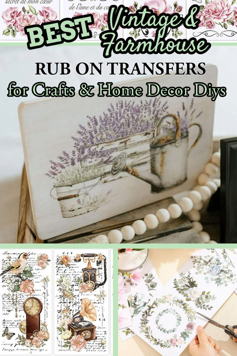 Rub on transfers are the easiest way to make crafts and diy projects fun and fast! Check out this list of the best vintage and farmhouse rub on transfers that you can use for home decor diys. Make diy projects at home with the best farmhouse and vintage rub on transfers. diy projects, home decor crafts, vintage diys, farmhouse decor, vintage decor, rub on transfers, diy transfers, diy decor. Rub On Transfers Crafts, Crafts Vintage, Best Farmhouse, Rub On Transfers, Crafts And Diy, Home Decor Crafts, Crafts Home, Diy Picture, Diy House Projects