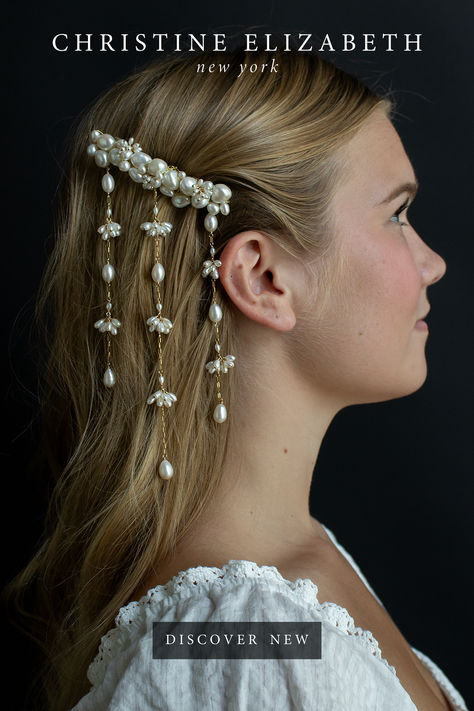 Finish your wedding look with a pearl barrette or silk bow from Christine Elizabeth Pearls In Hair Aesthetic, Christine Elizabeth, Veil Alternative, Jordan Wedding, Bridal Pearl Earrings, Pearl Barrette, Affordable Fine Jewelry, Bride Outfits, Headpiece Jewelry