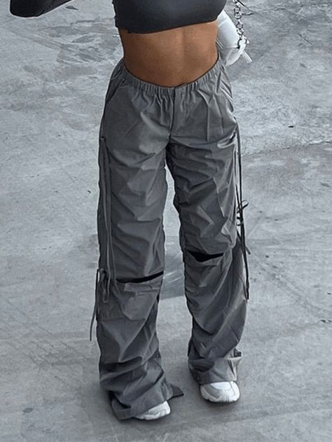 2023 Buy Tie Strap Cutout Parachute Cargo Pants under US$39 in Pants Online Store. Free Shipping with US$69+. Check reviews and buy it today. Style: Casual/Street/Hip Pop/Punk/Y2K/Grunge/Vintage Color: Gray Fabric Content: Polyester, Spandex #y2k #retro #aesthetic #90s #90sfashion #cargo #fairy #grunge #grungefashion #vintage #vintagestyle #backtoschool #backtoschooloutfits #firstdayofschooloutfit #spring #summer #summerstyle #streetstyle #outfits #ootd #trendyoutfits #fashionista #casualoutfits Cargo Pants Women Baggy, Ripped Overalls, Celana Kargo, Y2k Cargo Pants, Celana Fashion, Overalls Casual, Stile Hijab, Trousers Women Wide Leg, Look Adidas