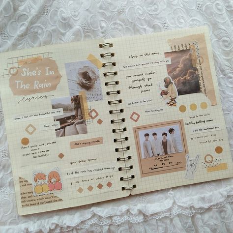 Kpop Lyrics Journal, Music Lyrics Journal Ideas, Lyric Journal Ideas, Rain Journal Ideas, Lyric Book Design Ideas, Lyrics Journal Ideas, The Rose Lyrics, Music Journal Ideas, Lyric Journal