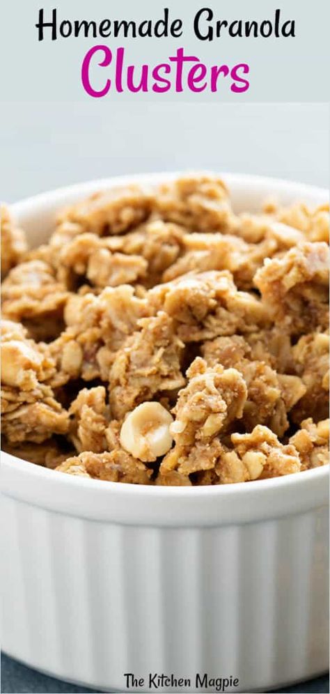 How to Make Your Own Granola Clusters Homemade Granola Clusters, Make Your Own Granola, Breakfast Desserts, How To Make Granola, Oatmeal Granola, Easy Granola Recipe, Easy Homemade Granola, Granola Recipe Healthy, Survival Foods