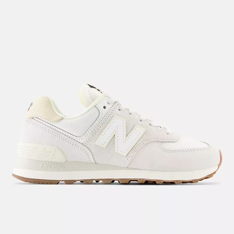 574, WL574NO2 Casual New Balance Shoes, Everyday Sneakers Women Casual, Cute New Balance Shoes, New Balance 574 White, New Balance 574 Womens, New Balances, Bts Outfits, Lifestyle Sneakers, Preppy Shoes