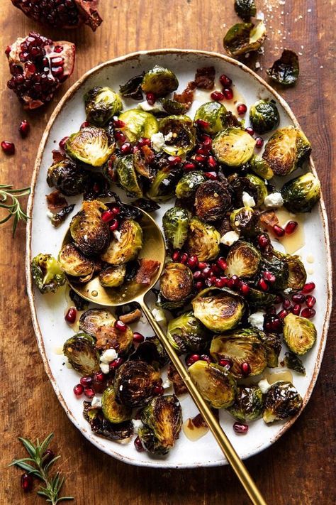 Roasted Bacon Brussels Sprouts with Salted Honey | halfbakedharvest.com #brusselssprouts #healthy Galette Des Rois Recipe, Bacon Brussels Sprouts, Easy Holiday Side Dishes, Half Baked Harvest Recipes, Roasted Sprouts, Christmas Dinner Menu, Roasted Brussel, Sprouts With Bacon, Harvest Recipes