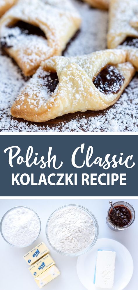 Kolache Cookies Polish, Polish Recipes Authentic Desserts, Grandmas Polish Cookies, Klotchky Recipe, Kolacky Cookies Recipes, Kalochky Cookies, Gluten Free Kolaczki Recipe, Cookie + Kate Recipes, Kolaczki Cookies Recipe Easy