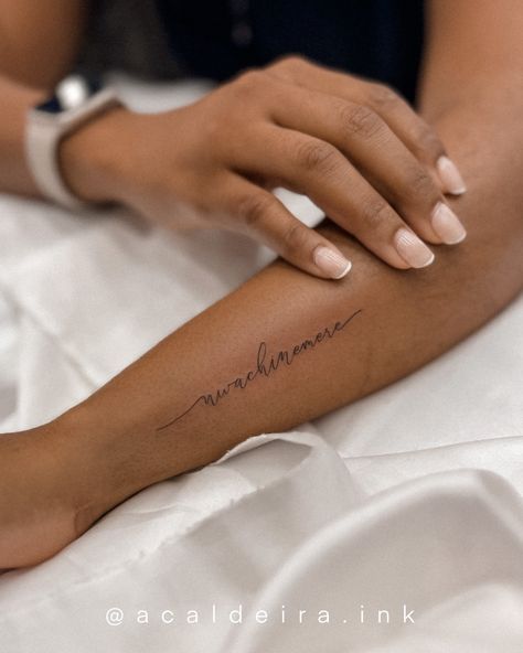 Fine Line Tattoo On Dark Skin, Fine Line Tattoo Writing, Fine Line Forearm Tattoo, Blessed Tattoos, Writing Tattoo, Inner Arm Tattoo, Fine Line Tattoo, Writing Tattoos, Line Tattoo