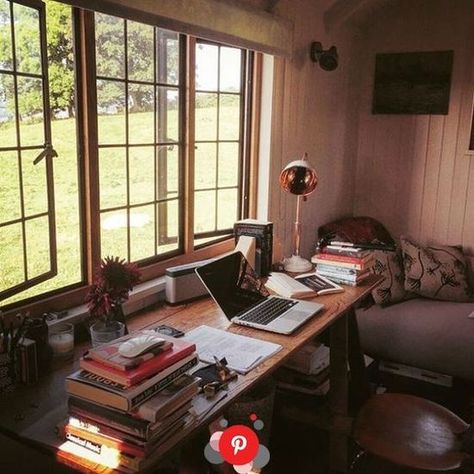 Writing Space Inspiration, Writer's Office, Writing Studio, Writers Desk, Writing Corner, Cool Office Space, Room Of One's Own, Writing Space, Home Library