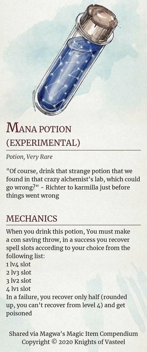 Potions Dnd 5e, Dungeons And Dragons Potions, Dnd Common Magic Items, D D Homebrew Items, Common Magic Items 5e, D&d Potion, Dnd Potions Homebrew, 5e Potions, Dnd Items Art