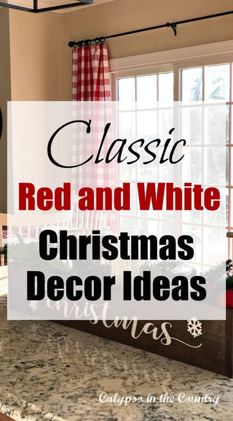 Red and White Christmas Decor Ideas for an open concept kitchen and family room. Using my red and white buffalo checks as inspiration, I decorated both rooms for Christmas using those colors. Take the tour! #christmasrooms #christmastour #redandwhite #christmasdecor #christmasdecorating Farmhouse Christmas Decor Red And White, Red And White Christmas Mantel Ideas, Red And White Buffalo Check Christmas, Red And White Plaid Christmas Decor, Red And Christmas Decor, White Red Christmas Tree Ideas, Red White Christmas Decorations, Red Themed Christmas Decor, Red And White Christmas Bedroom Decor