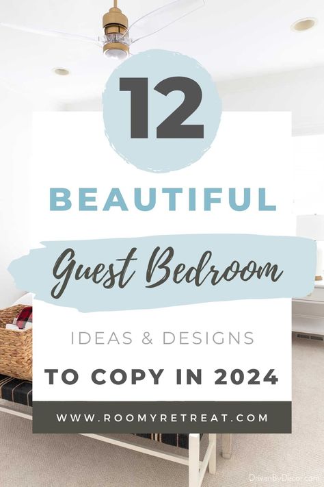 12 Guest Bedroom Ideas That'll Make Visitors Never Want to Leave Guest Bedroom Curtains Ideas, Beautiful Spare Bedroom Ideas, Guest Bedroom Basement Ideas, Contemporary Guest Bedroom Ideas, Guest Bedroom Bookshelf Decor, Blue And Gray Guest Bedroom, Classic Guest Room Interior Design, Calming Guest Room Bedroom Ideas, Guest Bedroom Ideas Queen Bed