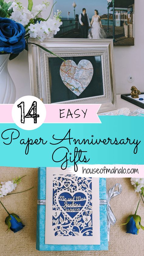 14 DIY Paper Anniversary Gifts To Make In A Weekend Gifts For Marriage, 1st Wedding Anniversary Gift For Him, Paper Anniversary Gifts, 1st Anniversary Gifts For Him, Paper Wedding Anniversary Gift, Diy Anniversary Gifts For Him, Anniversary Crafts, Anniversary Diy, Recycled Paper Crafts